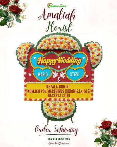 Karangan Papan Bunga Pernikahan di Dajan Peken